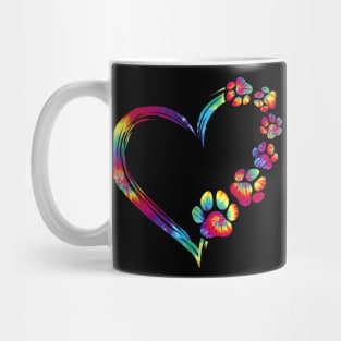 Dog Mom Dad Puppy Love Dogs Paw Heart Tie Dye Mug